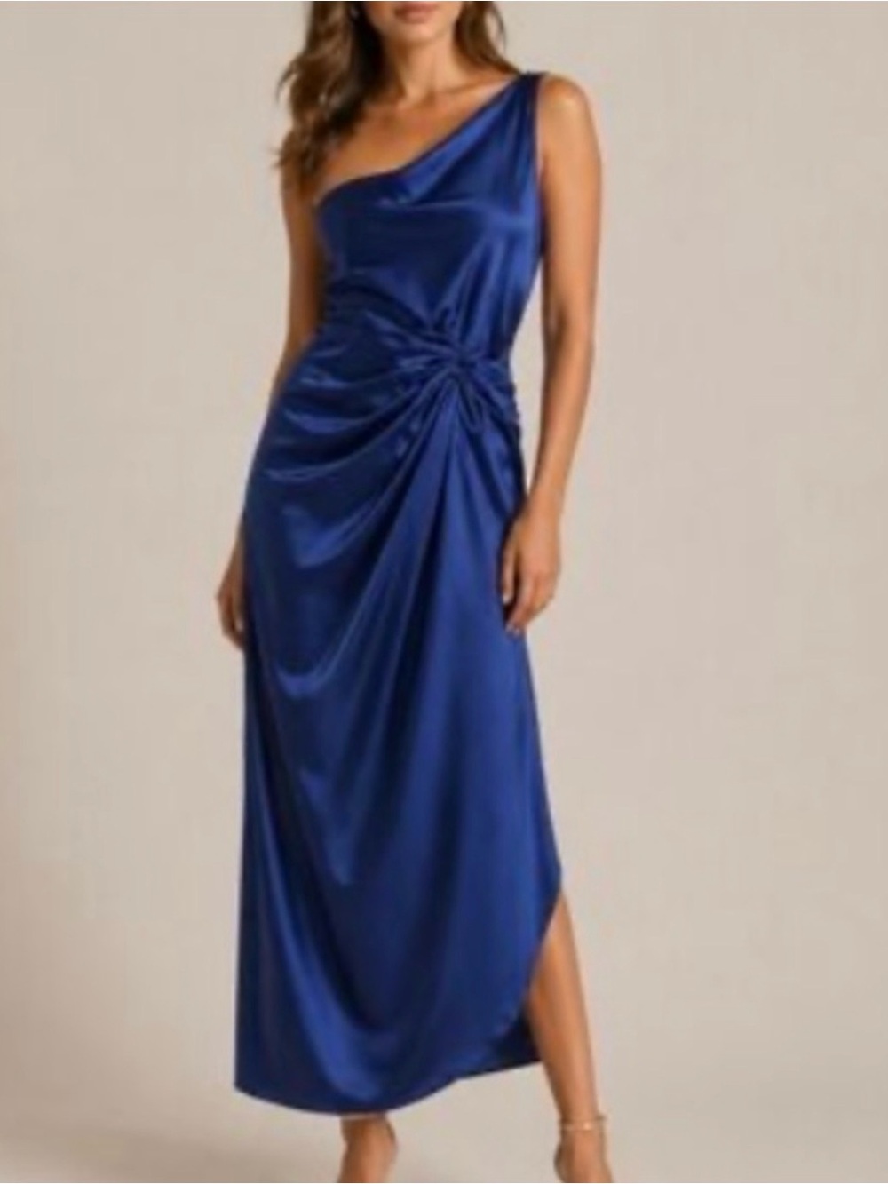 Abercrombie & Fitch One-Shoulder Blue Satin Dress